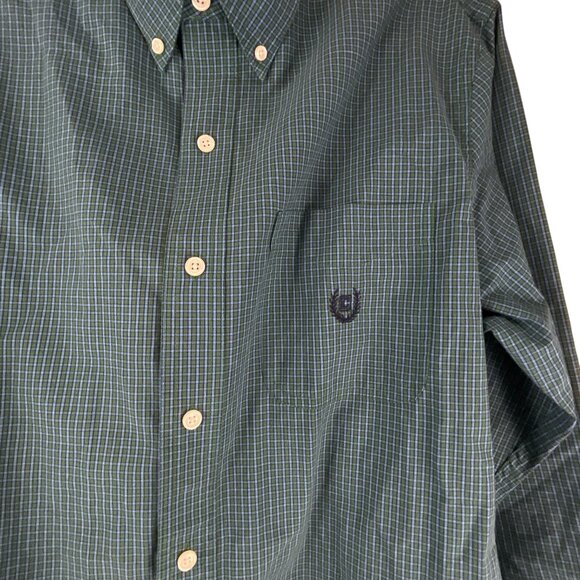 Chaps Mens Green Plaid Button-Down Shirt M Tall Long Sleeve Cotton Blend Easy Ca - Picture 5 of 11
